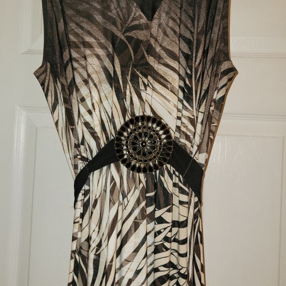 Vtg Y2K Womens Sleeveless Maxi Dress Size 14 Jeweled Medalion Roz & Ali